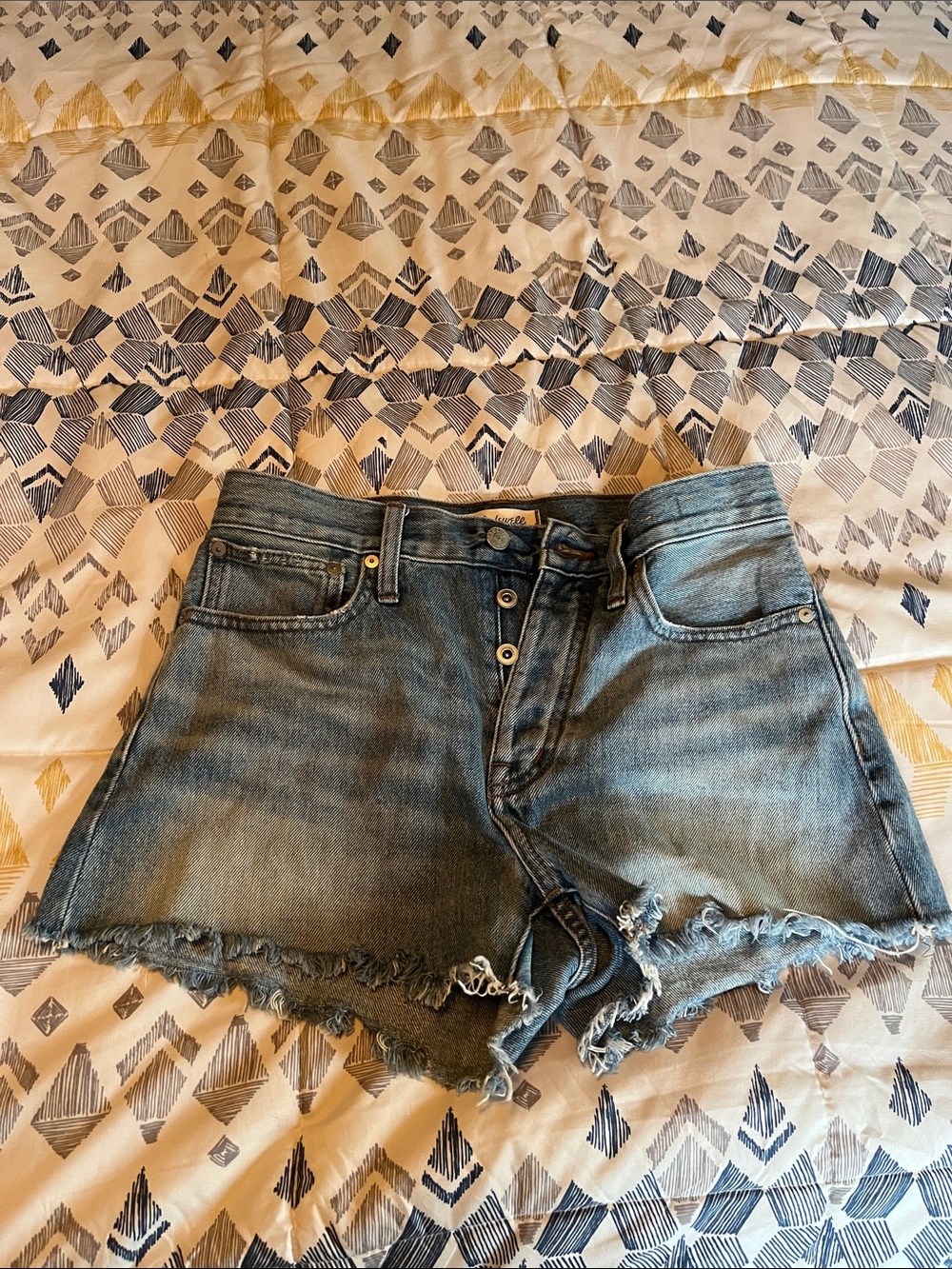 Madewell Distressed Denim Jean Shorts in Faded Blue